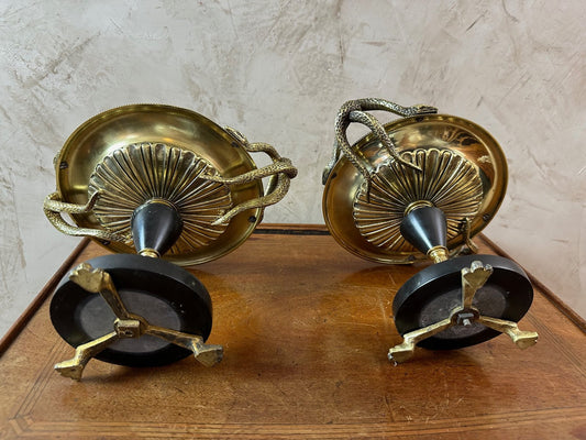 Antique Napoleon III Bronze Cassolettes, 1870, Set of 2