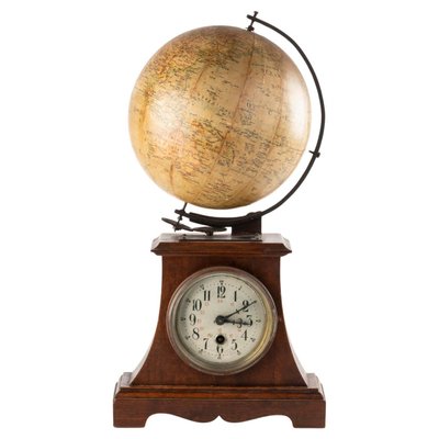 Antique Napoleon III Clock with Globe-WFS-2026395