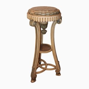 Antique Napoleon III French Lacquered Stool with Green Marble Top-KKK-1182214