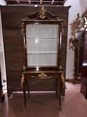 Antique Napoleon III French Mahogany, Gilt Bronze, and Glass Display Cabinet-AKA-687053