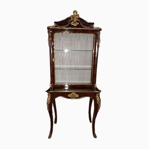 Antique Napoleon III French Mahogany, Gilt Bronze, and Glass Display Cabinet-AKA-687053