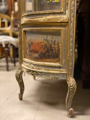 Antique Napoleon III Hand Painted Golden Wooden Showcase, France, 1870s-PYA-934574