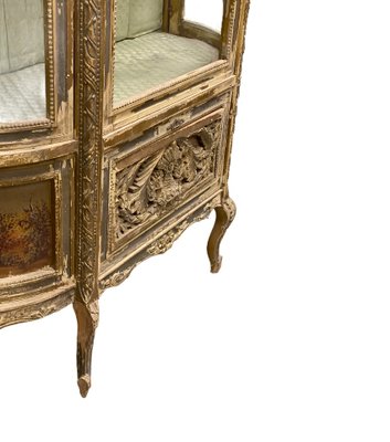 Antique Napoleon III Hand Painted Golden Wooden Showcase, France, 1870s-PYA-934574