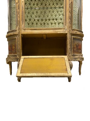 Antique Napoleon III Hand Painted Golden Wooden Showcase, France, 1870s-PYA-934574