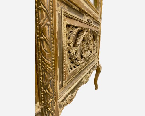 Antique Napoleon III Hand Painted Golden Wooden Showcase, France, 1870s-PYA-934574