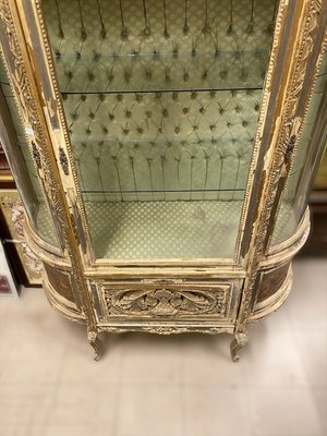 Antique Napoleon III Hand Painted Golden Wooden Showcase, France, 1870s-PYA-934574