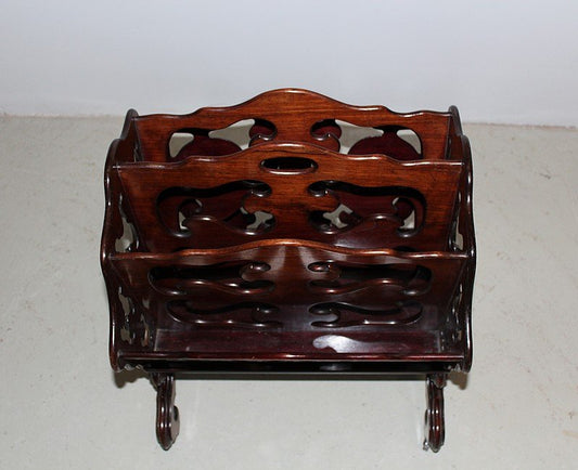 Antique Napoleon III Mahogany Magazine Rack