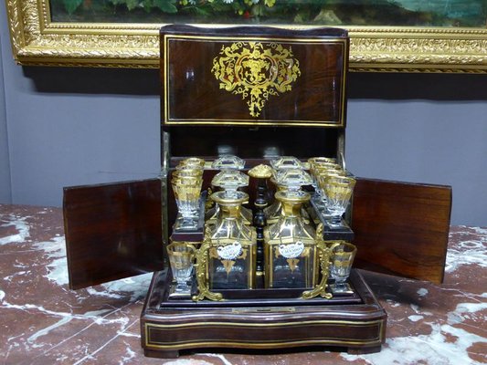 Antique Napoleon III Marquetry Cellar Liquor Set-WSV-605369