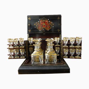 Antique Napoleon III Marquetry Liquor Cellar Set-WSV-605517