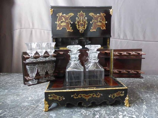 Antique Napoleon III Rosewood Liquor Cellar Set-WSV-605495