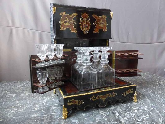 Antique Napoleon III Rosewood Liquor Cellar Set-WSV-605495