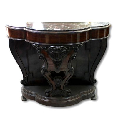 Antique Neapolitan Console in Wood with Marble Top-KKK-1182205