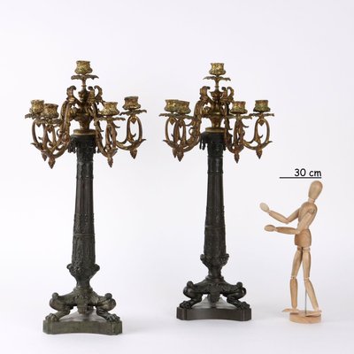 Antique Neo-Gothic Bronze Candelabras, Europe, 19th Century, Set of 2-VMM-2023879