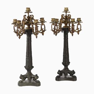 Antique Neo-Gothic Bronze Candelabras, Europe, 19th Century, Set of 2-VMM-2023879