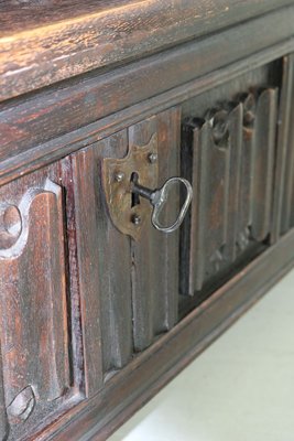 Antique Neo-Gothic Oak Chest Bench-AA-831648