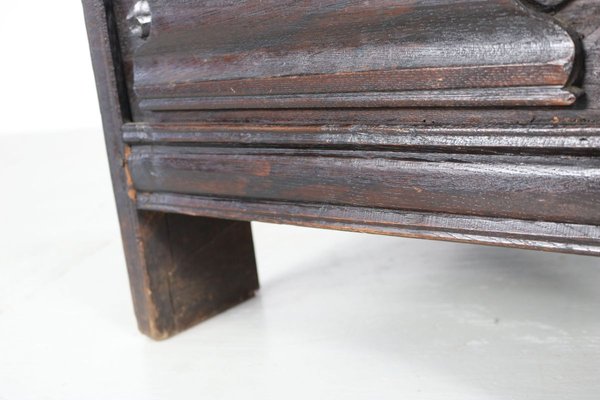 Antique Neo-Gothic Oak Chest Bench-AA-831648