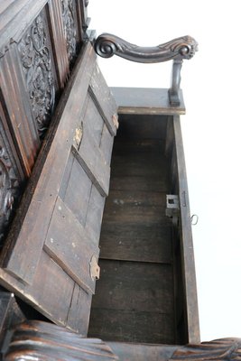 Antique Neo-Gothic Oak Chest Bench-AA-831648