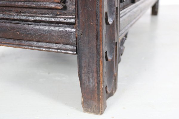 Antique Neo-Gothic Oak Chest Bench-AA-831648