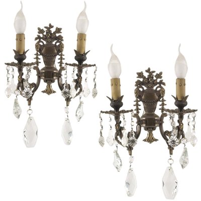 Antique Neoclassical Bronze and Gold Sconces, Set of 2-NJV-853233