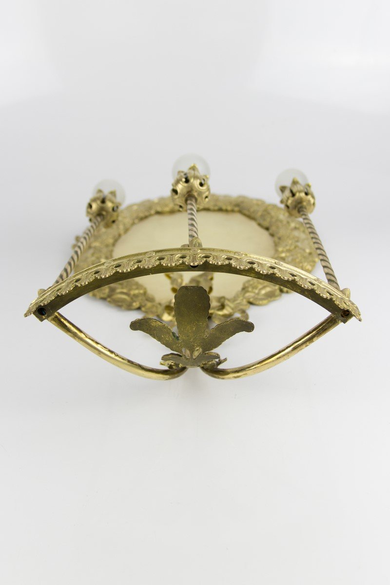 Antique Neoclassical Style Bronze and Brass 3-Light Sconce, 1900s