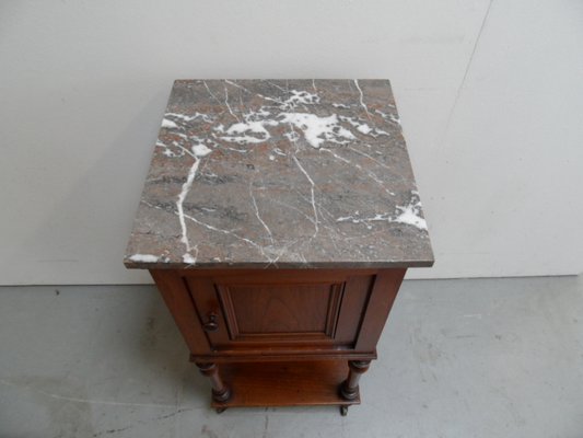 Antique Nightstand with Marble Top, 1890s-PNJ-2023554