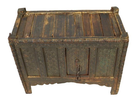 Antique Nomadic Turkmen Yurt Treasure Dowry Chest-UZN-1402979