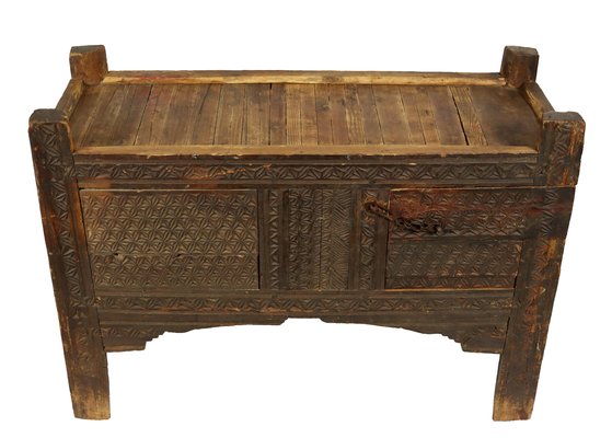 Antique Nomadic Turkmen Yurt Treasure Dowry Chest-UZN-1402657