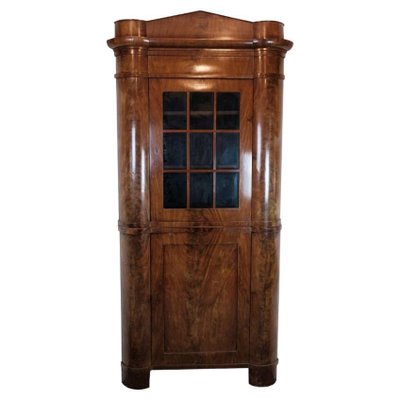 Antique North German Late Empire Polished Mahogany Corner Cabinet-UY-1249237