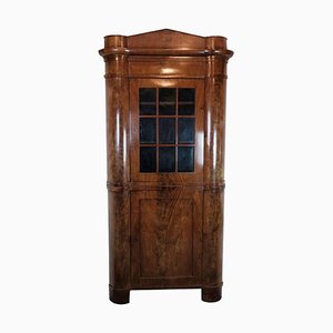 Antique North German Late Empire Polished Mahogany Corner Cabinet-UY-1249237