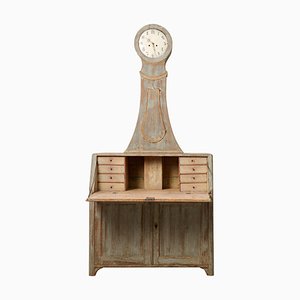 Antique Northern Swedish Pine Secretary Clock Desk-MJF-1736554