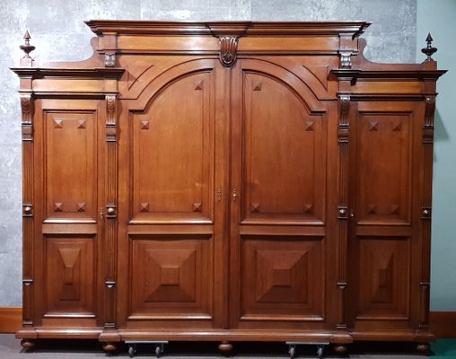 Antique Oak 4-Door Wardrobe-NQV-637663