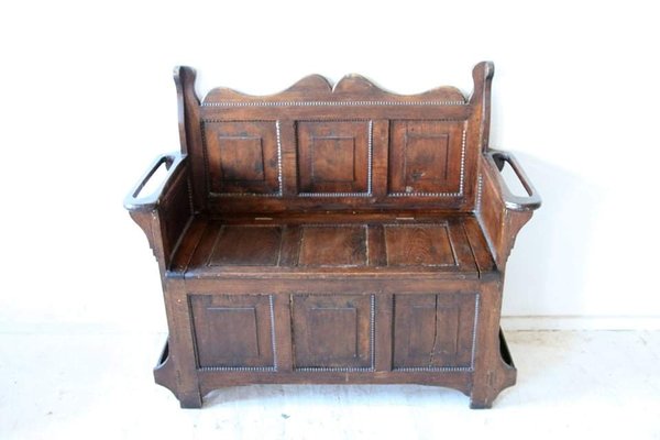 Antique Oak Bench With Storage-OXJ-1189214