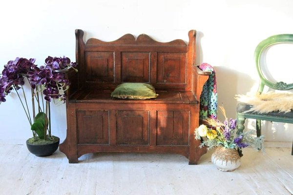 Antique Oak Bench With Storage-OXJ-1189214