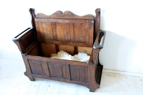 Antique Oak Bench With Storage-OXJ-1189214