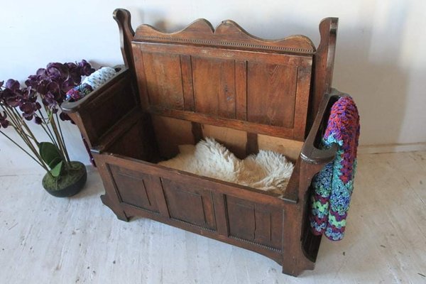 Antique Oak Bench With Storage-OXJ-1189214