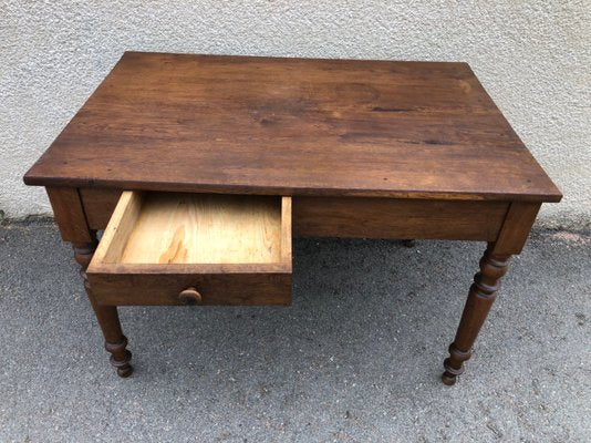 Antique Oak Farm Table with Drawer-SDV-730742