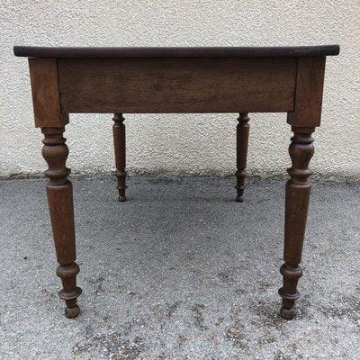 Antique Oak Farm Table with Drawer-SDV-730742