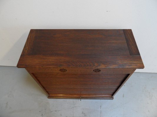 Antique Oak Filing Cabinet with Roller Shutter, 1890s-PNJ-2043015