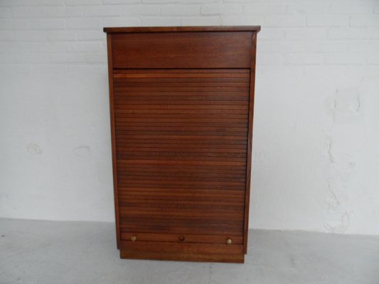 Antique Oak Filing Cabinet with Roller Shutter, 1890s-PNJ-2020185