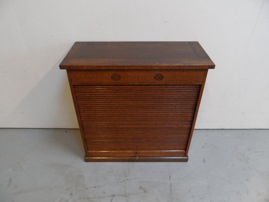 Antique Oak Filing Cabinet with Roller Shutter, 1890s-PNJ-2043015