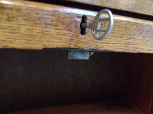 Antique Oak Filing Cabinet with Roller Shutter, 1890s-PNJ-2043015