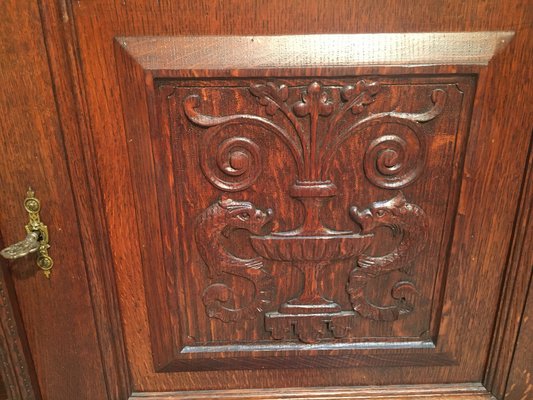 Antique Oak & Marble Chest of Drawers, 1920s-WQQ-954739