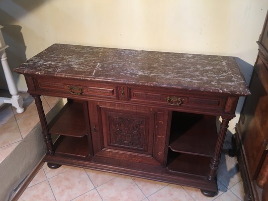 Antique Oak & Marble Chest of Drawers, 1920s-WQQ-954739