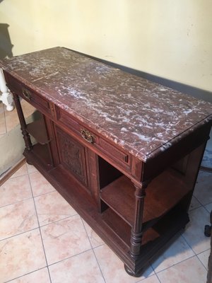 Antique Oak & Marble Chest of Drawers, 1920s-WQQ-954739