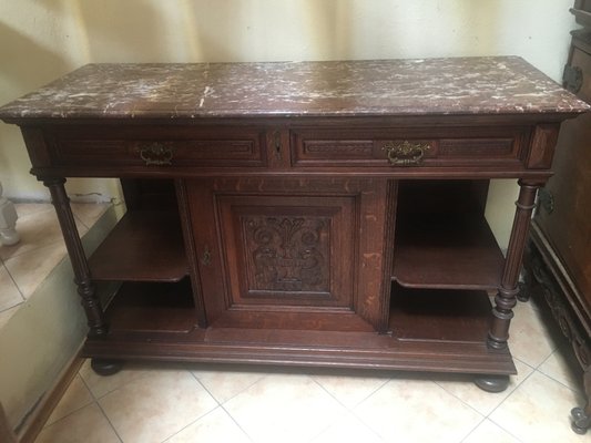 Antique Oak & Marble Chest of Drawers, 1920s-WQQ-954739