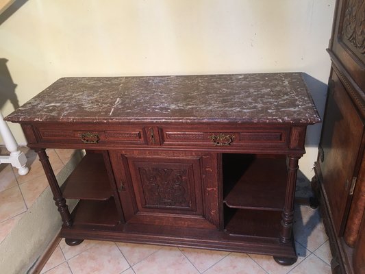 Antique Oak & Marble Chest of Drawers, 1920s-WQQ-954739