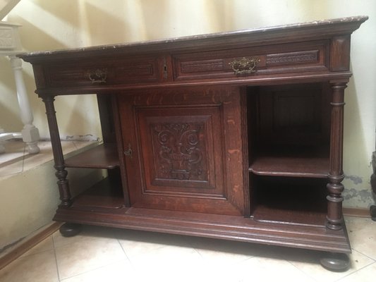 Antique Oak & Marble Chest of Drawers, 1920s-WQQ-954739