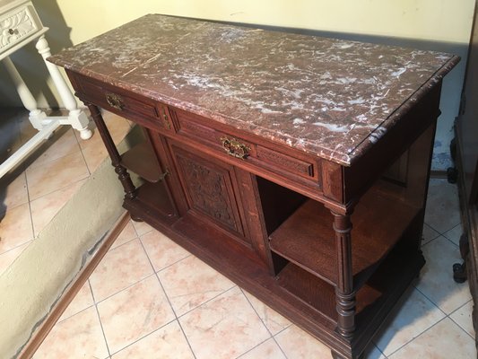 Antique Oak & Marble Chest of Drawers, 1920s-WQQ-954739