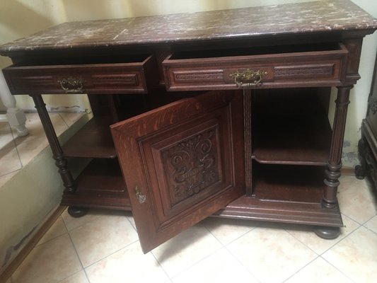 Antique Oak & Marble Chest of Drawers, 1920s-WQQ-954739