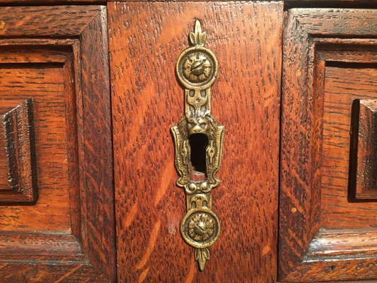 Antique Oak & Marble Chest of Drawers, 1920s-WQQ-954739